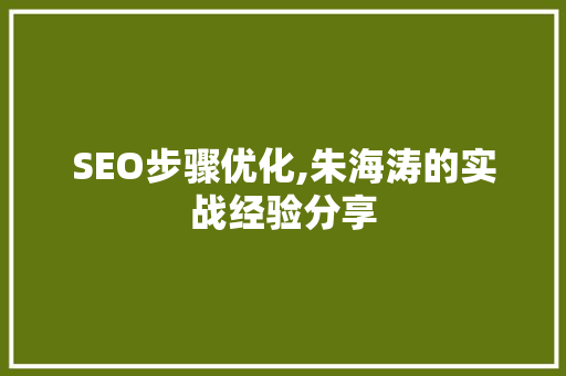 SEO步骤优化,朱海涛的实战经验分享