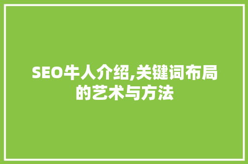 SEO牛人介绍,关键词布局的艺术与方法  第1张