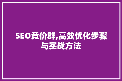 SEO竞价群,高效优化步骤与实战方法