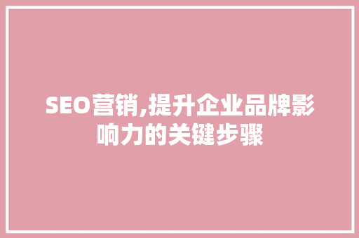 SEO营销,提升企业品牌影响力的关键步骤