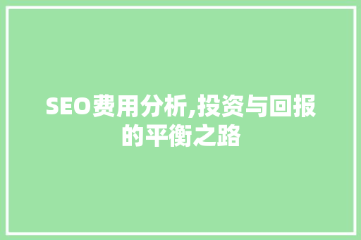SEO费用分析,投资与回报的平衡之路