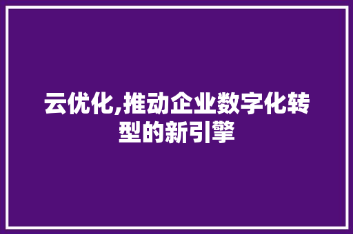 云优化,推动企业数字化转型的新引擎
