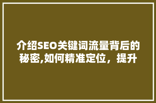 介绍SEO关键词流量背后的秘密,如何精准定位，提升网站排名
