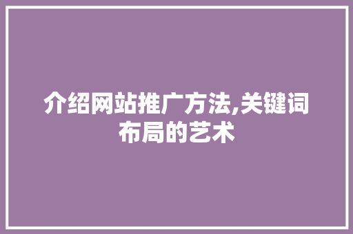 介绍网站推广方法,关键词布局的艺术  第1张