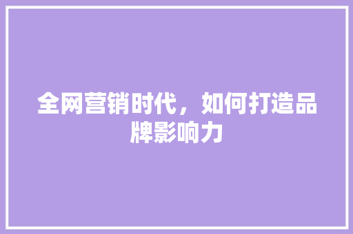 全网营销时代，如何打造品牌影响力  第1张