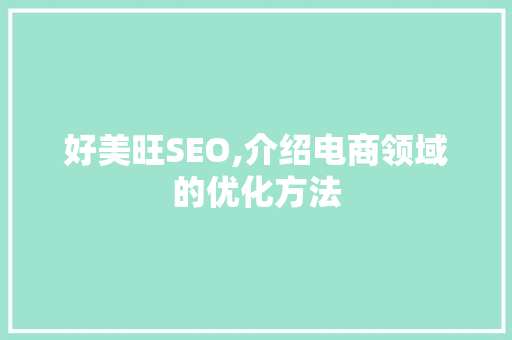 好美旺SEO,介绍电商领域的优化方法