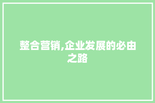 整合营销,企业发展的必由之路
