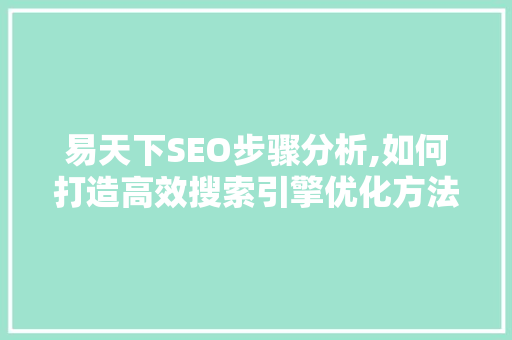 易天下SEO步骤分析,如何打造高效搜索引擎优化方法