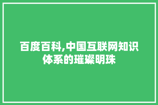百度百科,中国互联网知识体系的璀璨明珠