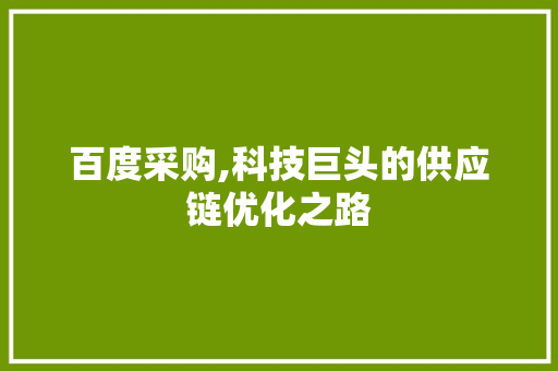 百度采购,科技巨头的供应链优化之路