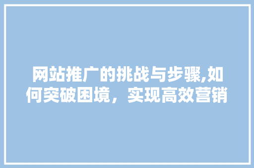 网站推广的挑战与步骤,如何突破困境，实现高效营销