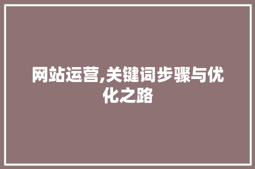 网站运营,关键词步骤与优化之路