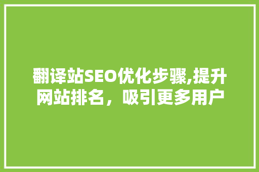 翻译站SEO优化步骤,提升网站排名，吸引更多用户
