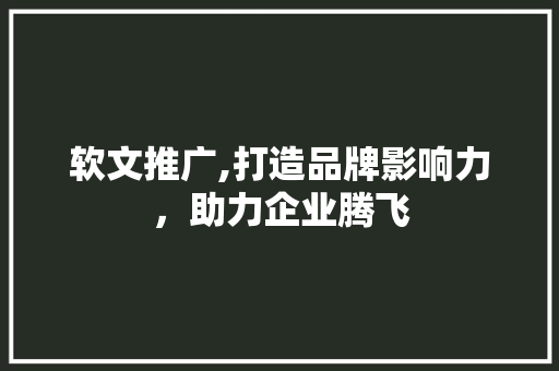 软文推广,打造品牌影响力，助力企业腾飞  第1张