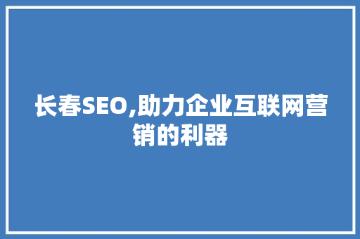 长春SEO,助力企业互联网营销的利器  第1张