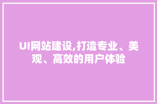 UI网站建设,打造专业、美观、高效的用户体验
