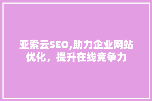 亚索云SEO,助力企业网站优化，提升在线竞争力
