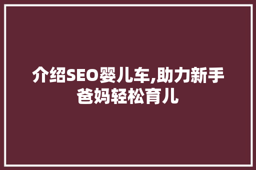 介绍SEO婴儿车,助力新手爸妈轻松育儿