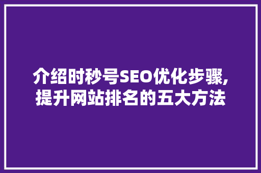 介绍时秒号SEO优化步骤,提升网站排名的五大方法