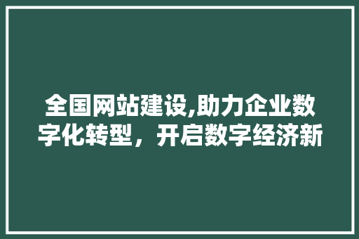 全国网站建设,助力企业数字化转型，开启数字经济新时代