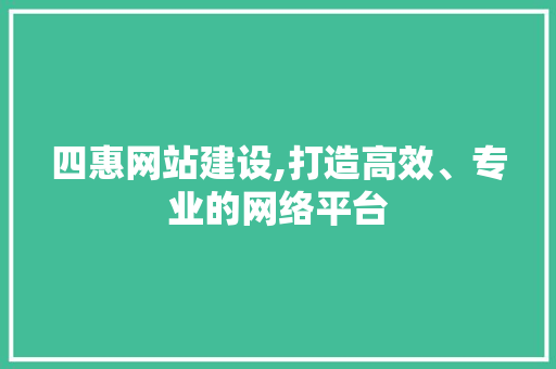 四惠网站建设,打造高效、专业的网络平台  第1张
