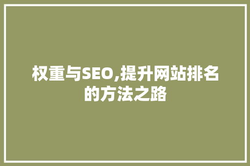 权重与SEO,提升网站排名的方法之路