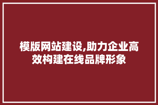 模版网站建设,助力企业高效构建在线品牌形象