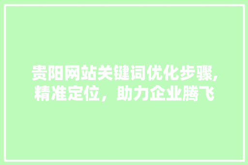 贵阳网站关键词优化步骤,精准定位，助力企业腾飞
