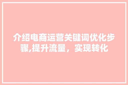 介绍电商运营关键词优化步骤,提升流量，实现转化