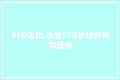 SEO优化,小易SEO步骤分析与应用