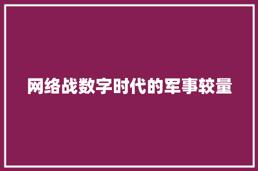 网络战数字时代的军事较量