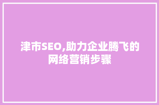 津市SEO,助力企业腾飞的网络营销步骤