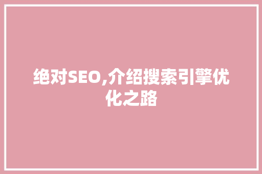绝对SEO,介绍搜索引擎优化之路  第1张