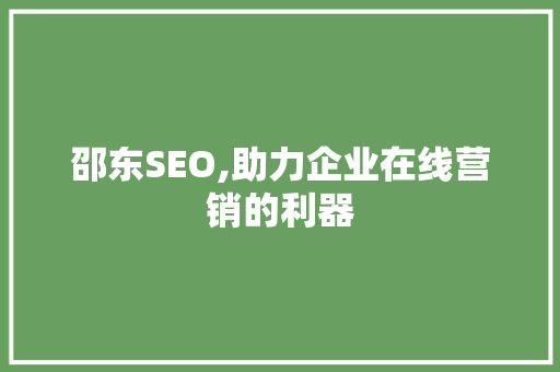 邵东SEO,助力企业在线营销的利器  第1张
