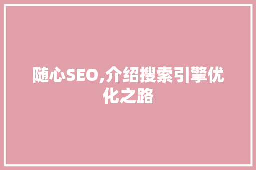 随心SEO,介绍搜索引擎优化之路