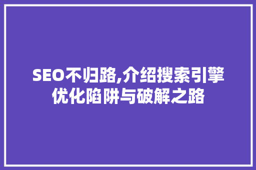 SEO不归路,介绍搜索引擎优化陷阱与破解之路