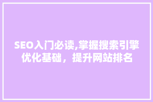 SEO入门必读,掌握搜索引擎优化基础，提升网站排名