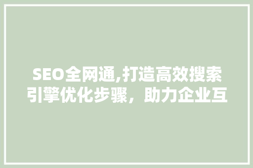 SEO全网通,打造高效搜索引擎优化步骤，助力企业互联网营销