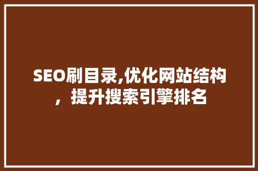 SEO刷目录,优化网站结构，提升搜索引擎排名