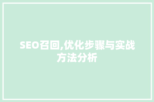 SEO召回,优化步骤与实战方法分析  第1张