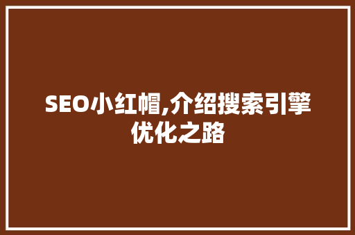 SEO小红帽,介绍搜索引擎优化之路