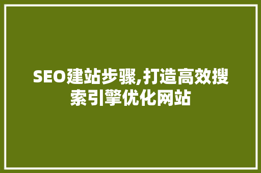 SEO建站步骤,打造高效搜索引擎优化网站  第1张