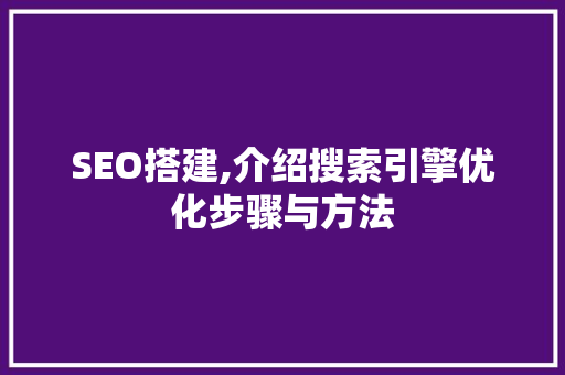 SEO搭建,介绍搜索引擎优化步骤与方法  第1张