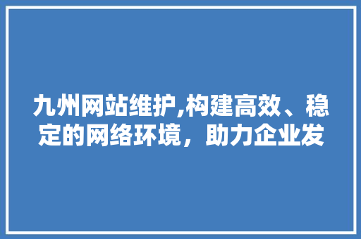 九州网站维护,构建高效、稳定的网络环境，助力企业发展