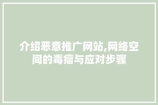 介绍恶意推广网站,网络空间的毒瘤与应对步骤