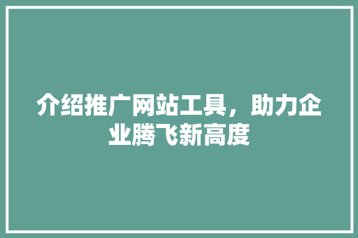 介绍推广网站工具，助力企业腾飞新高度