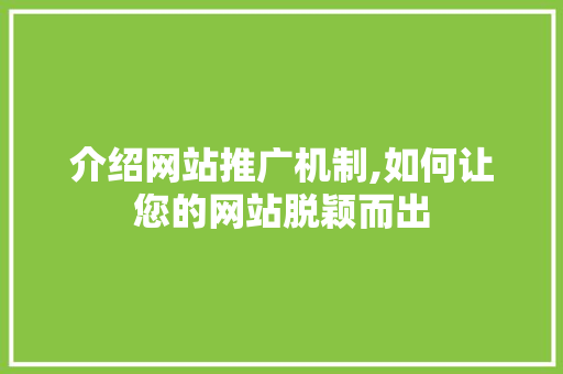 介绍网站推广机制,如何让您的网站脱颖而出  第1张