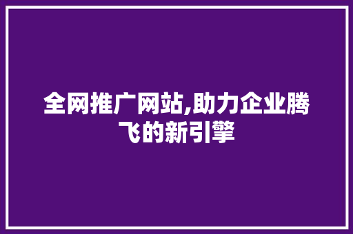 全网推广网站,助力企业腾飞的新引擎
