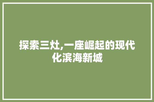 探索三灶,一座崛起的现代化滨海新城