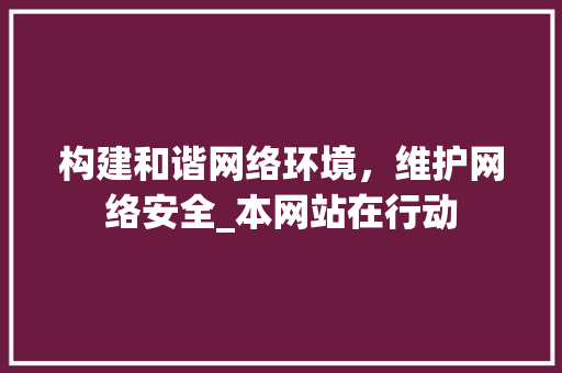构建和谐网络环境，维护网络安全_本网站在行动  第1张